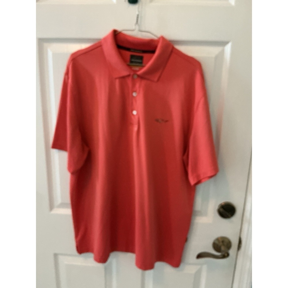 Greg Norman Tasso Elba Polo Shirt Large Salmon Shark Logo Golf Five Iron